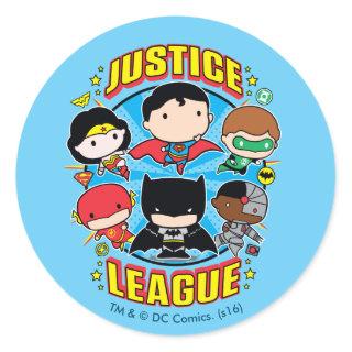 Chibi Justice League Group Classic Round Sticker
