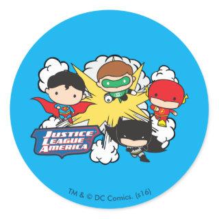 Chibi Justice League of America Explosion Classic Round Sticker