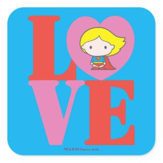 Chibi Supergirl LOVE Square Sticker