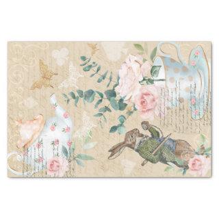 Chic Alice In Wonderland Collage Decoupage Rabbit Tissue Paper