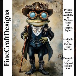 Chic Anthropomorphic Steampunk Frog R4F Decoupage Tissue Paper