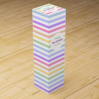 Chic Birthday Pastel Rainbow White Stripes Wine Box