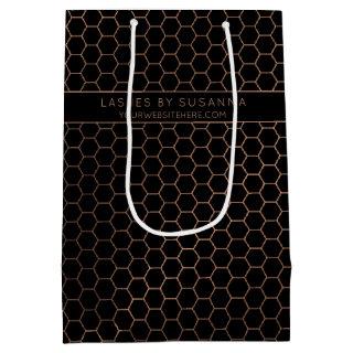 Chic Black and Rose Gold Geometric Medium Gift Bag