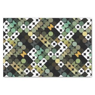 Chic Black Green Teal Blue Circles Art Pattern Tissue Paper