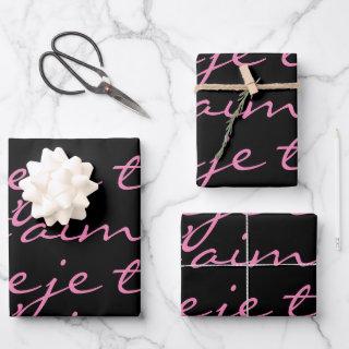 Chic Black & Pink Je t’aime I Love You In French  Sheets