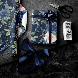 Chic Blooms | Dark Navy Blue and Blush Pattern