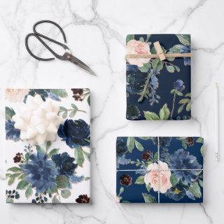 Chic Blooms | Navy Blue and Blush Floral Pattern  Sheets
