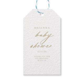 Chic Calligraphy Gold Baby Shower   Gift Tags