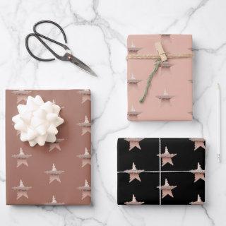 Chic Christmas metallic rose gold star  Wrapping P  Sheets