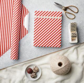 Chic Coral Red White Stripes Pattern