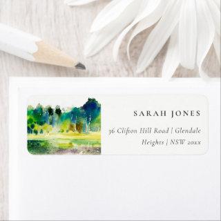 Chic Countryside Mountain River Landscape Wedding Label