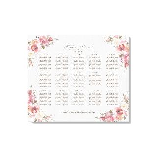 Chic Crest Peach Peonies Pink Seating Chart Canvas Print
