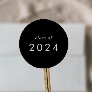 Chic Dark Black Class of 2024 Graduation Sticker