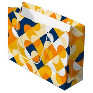 Chic Dark Blue Sunny Yellow Circles Art Pattern Large Gift Bag