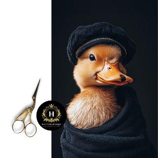 Chic Duckling in Black Hat Decoupage Tissue Paper