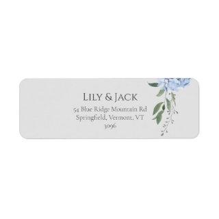 Chic Dusty Blue Hydrangea Floral Return Address Label