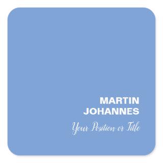 Chic Elegant Plain Stylish Blue Minimalist Square Sticker