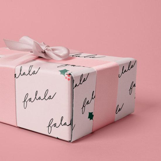 Chic Fa La La Hand Lettering Pink Festive Holly