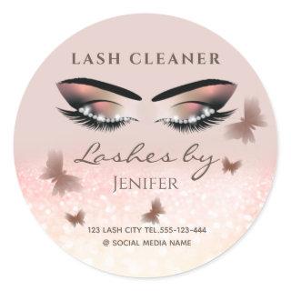 Chic glittery sparkle lash extension lash cleaner classic round sticker