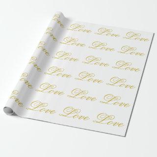 Chic Gold Script White Love Wedding Postage