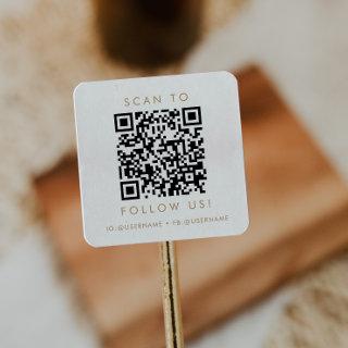Chic Gold Typography Business Social Media QR Code Square Sticker