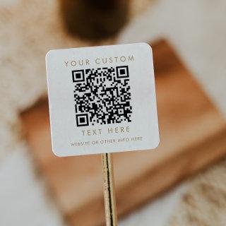 Chic Gold Typography Small Business Custom QR Code Square Sticker