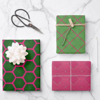 Chic Green and Pink Geometric Modern Designs   Sheets