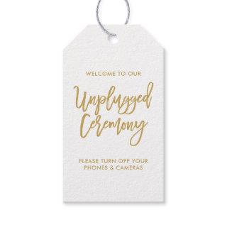Chic Hand Lettered Gold Unplugged Ceremony Tag