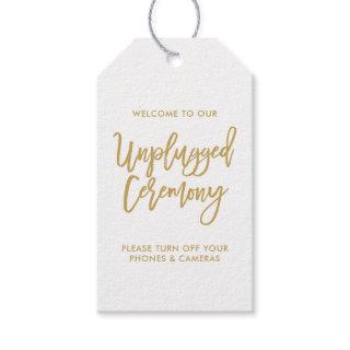 Chic Hand Lettered Gold Unplugged Ceremony Tag