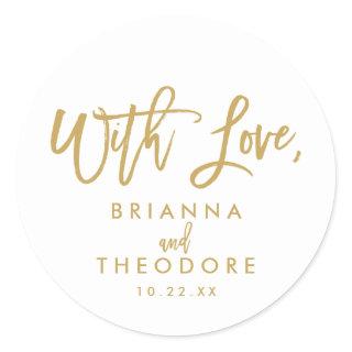 Chic Hand Lettered With Love Favor Label Gold