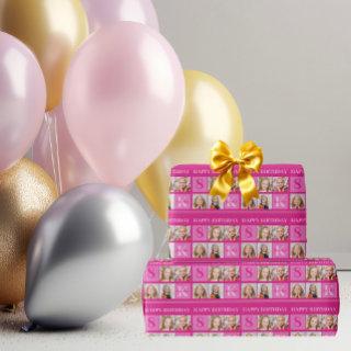 Chic Hot Pink Birthday Girl Custom Photo Collage