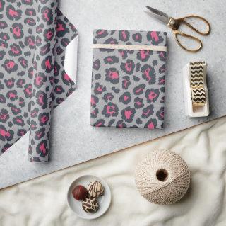 Chic Hot Pink Gray Leopard Print Pattern
