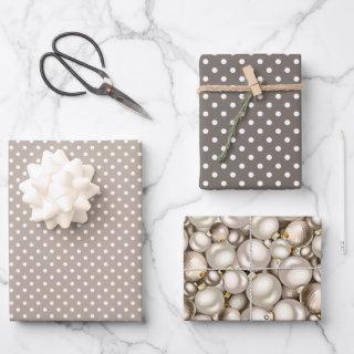 Chic Ivory Silver Gold Baubles Ornaments Pattern  Sheets