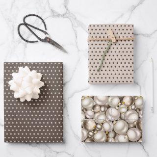 Chic Ivory Silver Gold Baubles Ornaments Pattern  Sheets