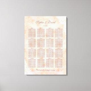 Chic Lace Roses Old Paper  Wedding Seating Chart Canvas Print