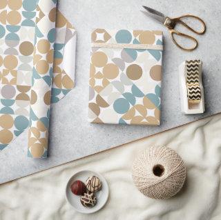 Chic Light Teal Taupe Tan Beige Circles Pattern
