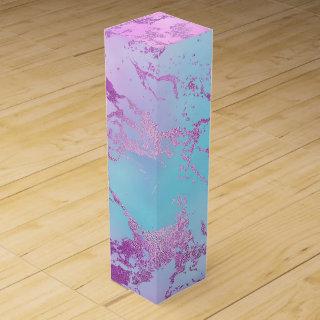 Chic Marble | Glitzy Glam Violet Purple Blue Ombre Wine Box