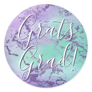 Chic Marble | Purple and Mint Ombre Graduation Classic Round Sticker