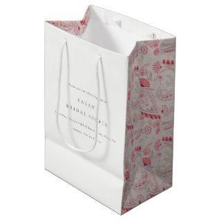 Chic Modern Blush Paisley Typography Bridal Shower Medium Gift Bag