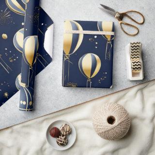 Chic Navy Blue Gold Balloon Celebrate birthday