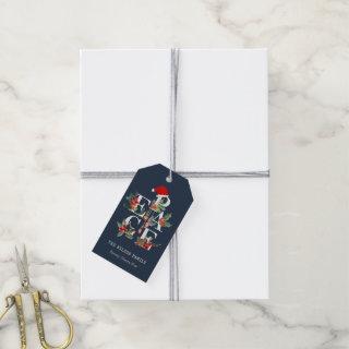 Chic Navy Red Green White Peace Christmas Foliage Gift Tags