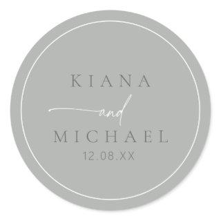 Chic Neutrals Wedding Sage Gray ID1020 Classic Round Sticker