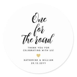 Chic One for the Road wedding snack favor  Classic Round Sticker