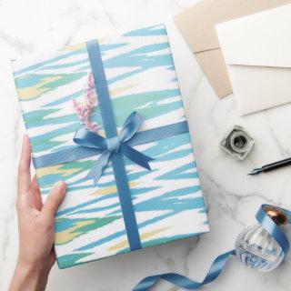 Chic pastel turquoise watercolor ikat pattern
