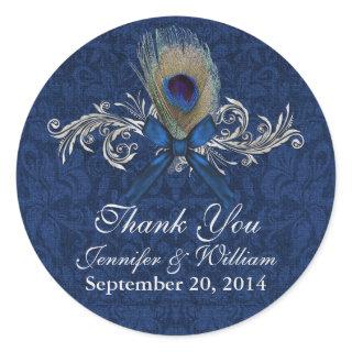Chic Peacock Feather Wedding Favor Sticker