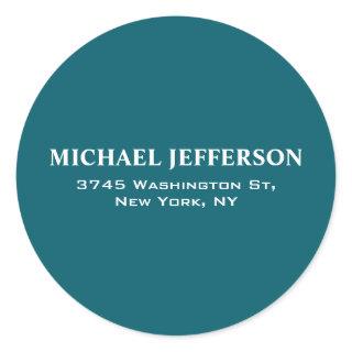 Chic Plain Dark Teal Color Personalized Custom Classic Round Sticker