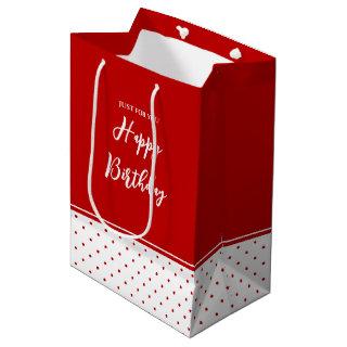 Chic Polka Dot Red White Background Medium Gift Bag