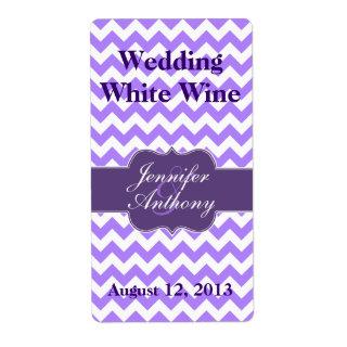 Chic Purple Chevron Modern Wedding Mini Wine Label