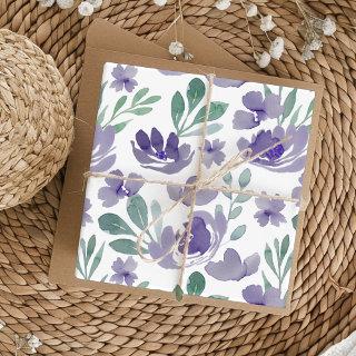 Chic Purple Floral & Foliage Watercolor Pattern  Sheets