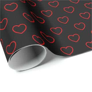 Chic Red Hearts Pattern On Black